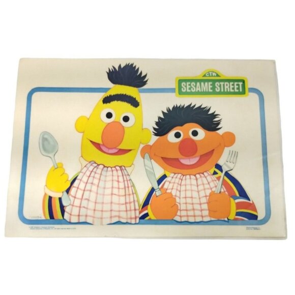 Vintage CTW Seasame Street Bert and Ernie Vinyl Placemat Muppets Activity Sheet - Picture 3 of 7